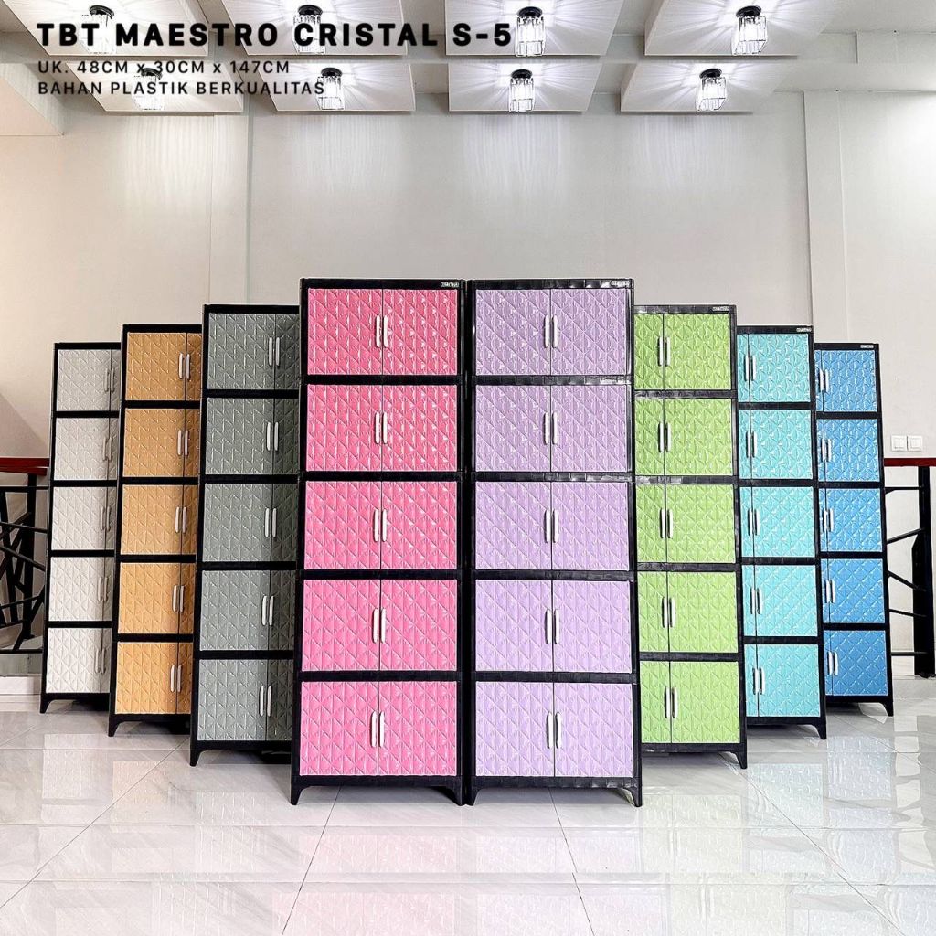Lemari pakaian plastik susun 2 hingga 5, pilihan warna putih, pink, biru, ukuran 48x30 cm per susun