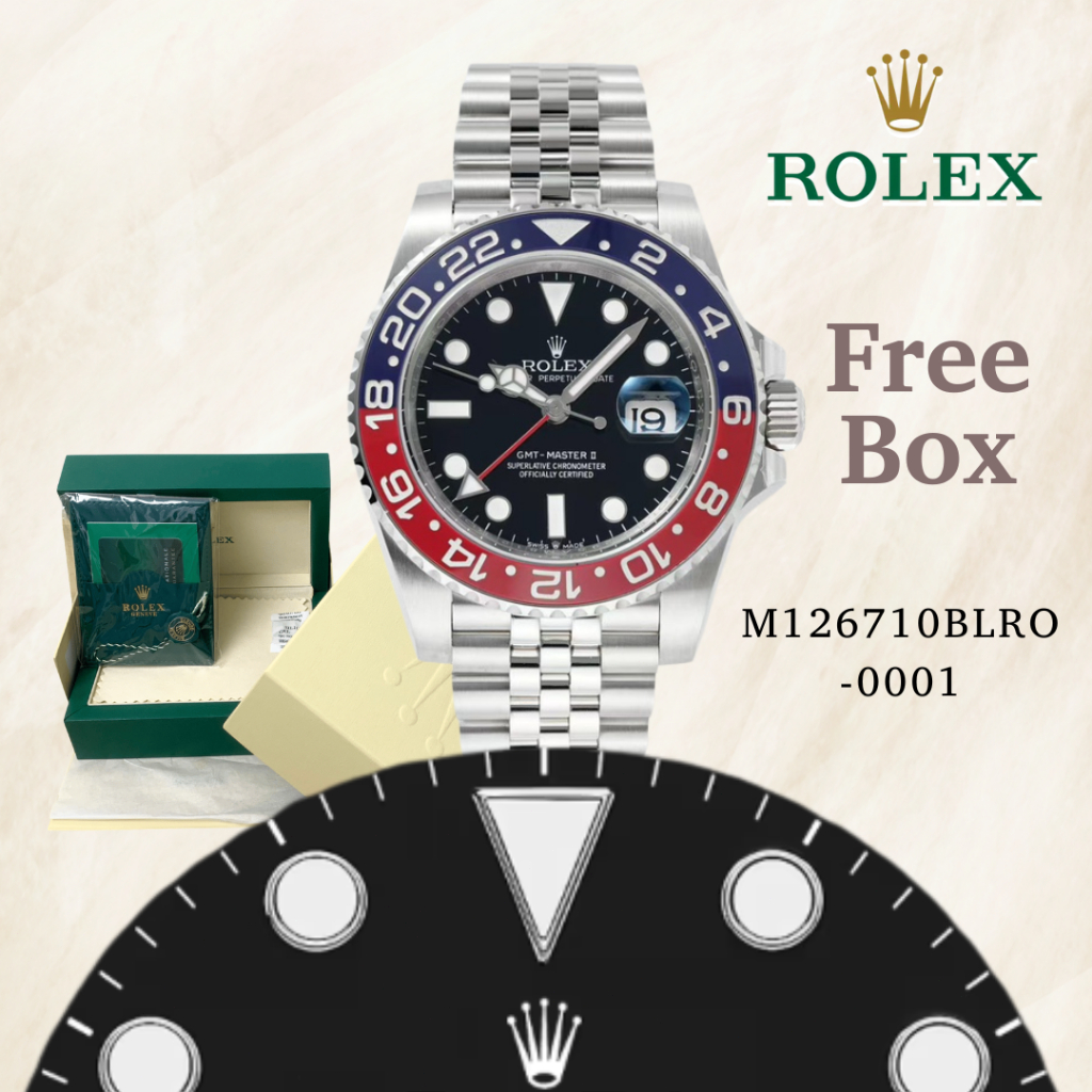 COD dan 100% Asli ROLEX INCLUDE BOX Jam Tangan Seri GMT-Master II Pria M126710BLRO-0001 Jam Tangan A