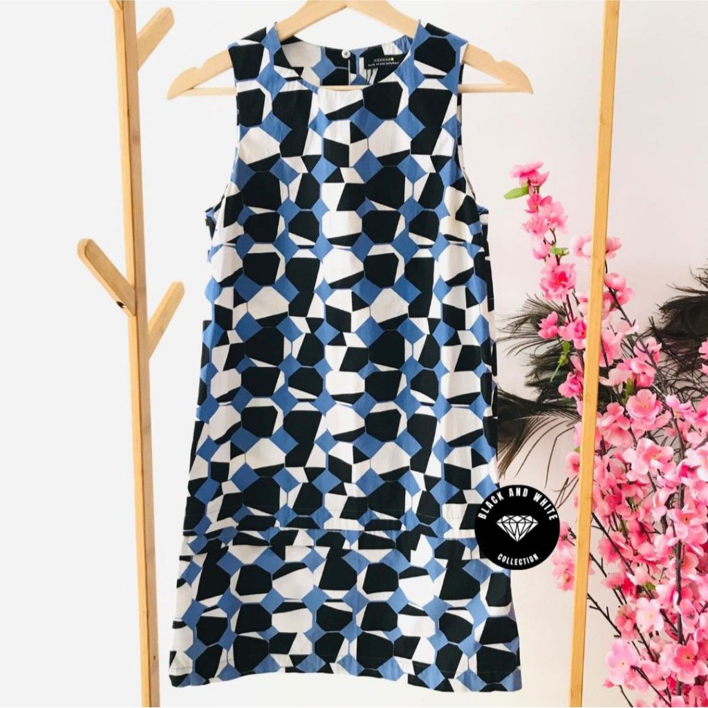 KATE SPADE Tucked Shift Dress Blue Mosaic