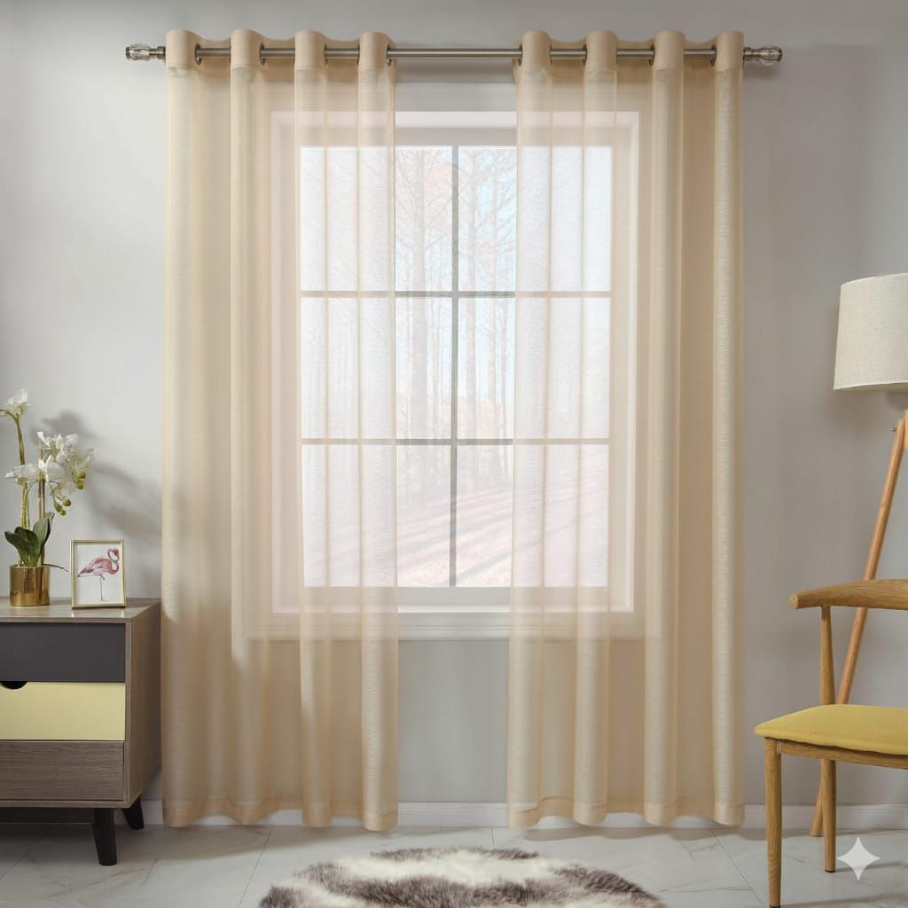 Vitrase gorden warna coklat moca model lubang smokring lebar 100cm