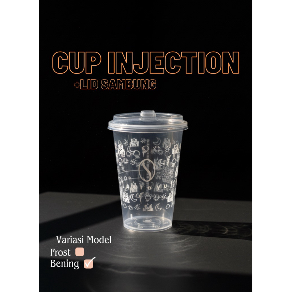 Sablon Cup Injection || Cup Injection gelas cup kekinian ( 12oz,14oz, dan 16oz)