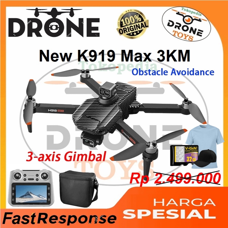NEW  K919 MAX Drone GPS 3KM 4K HD Dual Camera 360° Obstacle Avoidance FPV Quadcopter With Screen Rem