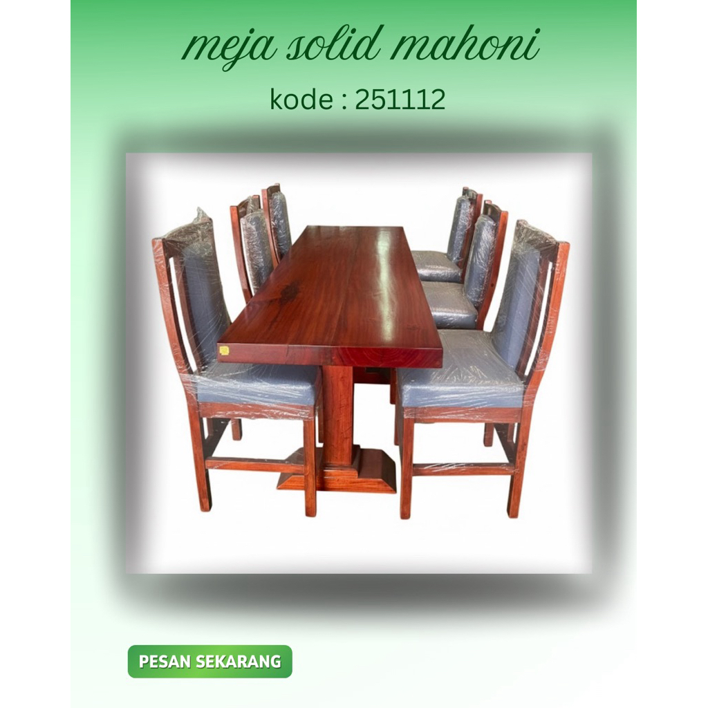 MEJA MAKAN MINIMALIS SOLID KAYU MAHONI/ MEJA MAKAN 4 KURSI MINIMALIS/ MEJA MAKAN SOLID KAYU MAHONI S