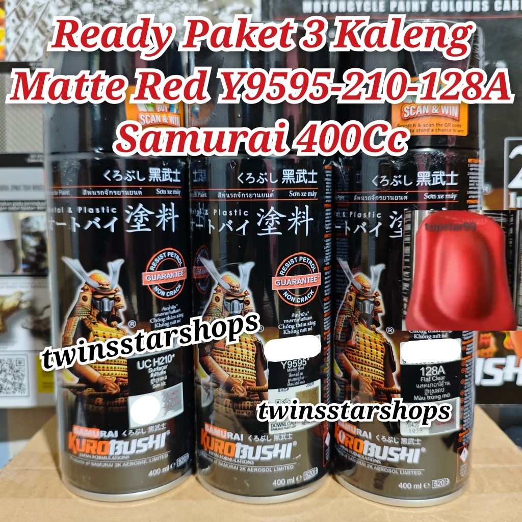 Pilok Pylox Cat Samurai Paket 3 Kaleng Matte Red Y9595 Merah Epoxy Surfacer 210 Silver 124 Flat Clea