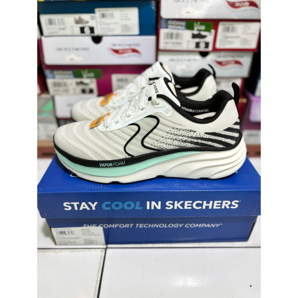 SIZE 41,42 SEPATU SKECHERS DLUX VAPOR 233062WBK WHITE PUTIH MEN ORIGINAL