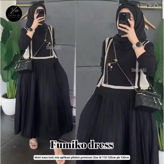 FUMIKO DRESS WD - GAMIS WANITA DRESS FUMIKO BAHAN KAOS KNIT PREMIUM KEKINIAN - JOPYNA