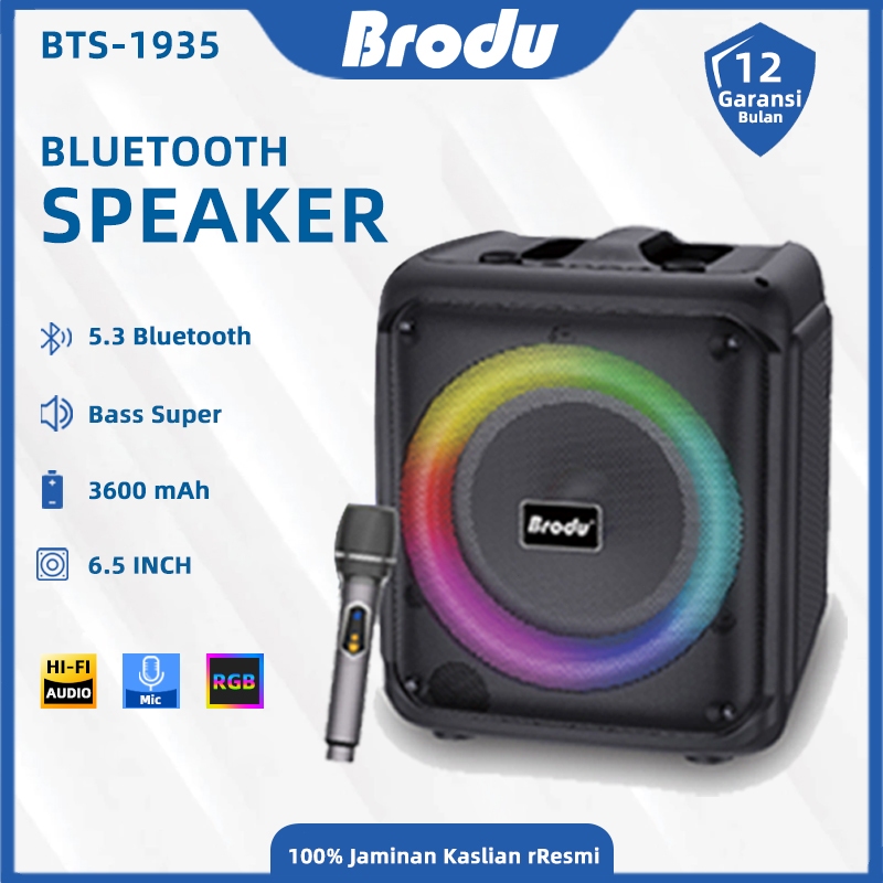Speaker Bluetooth BTS-1935 6.5 Inch dengan Mic,RGB  Bass Super, 5.3 Bluetooth – Cocok Rumah/Karaoke/