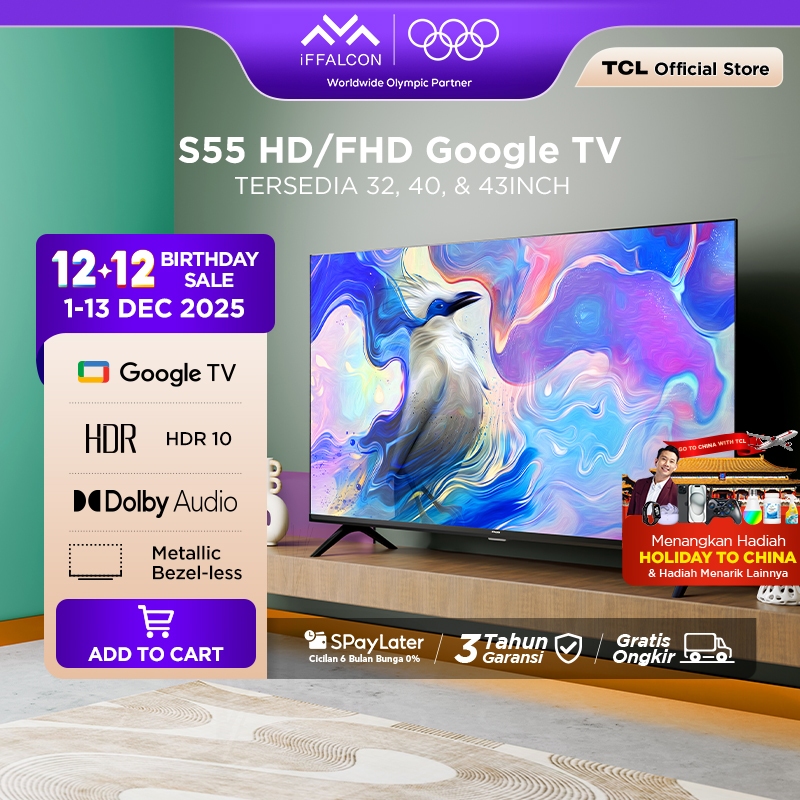 [FLASH SALE] iFFALCON by TCL S55 Series Google TV (Android 14) Smart Digital - HD/FHD - HDR 10 - Dol