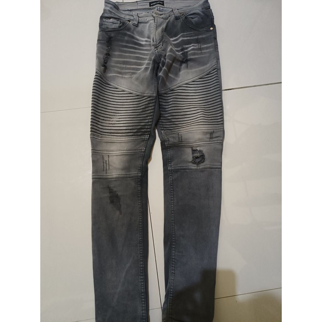 Weird Jeans Bikers grey madness - Celana Jeans panjang pria slimfit