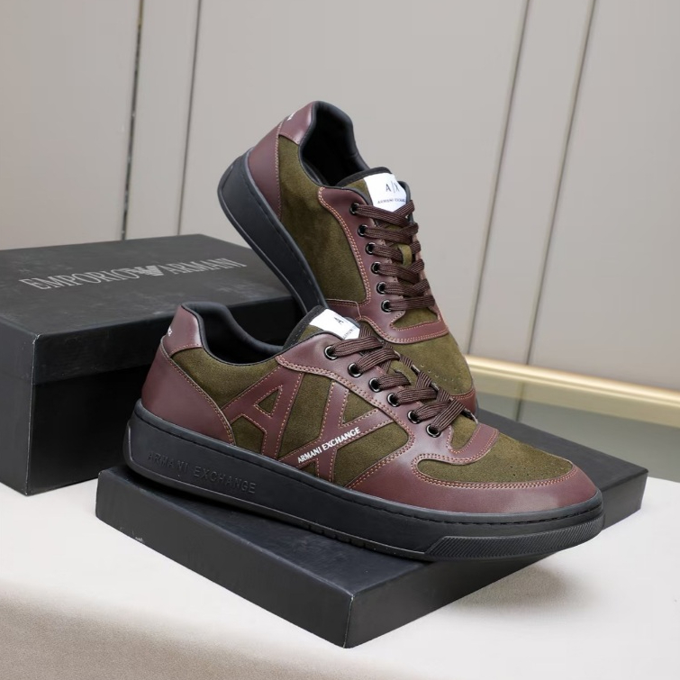 Armani Men's Sports Shoes New Leather Casual Shoes Fashion Running Shoes