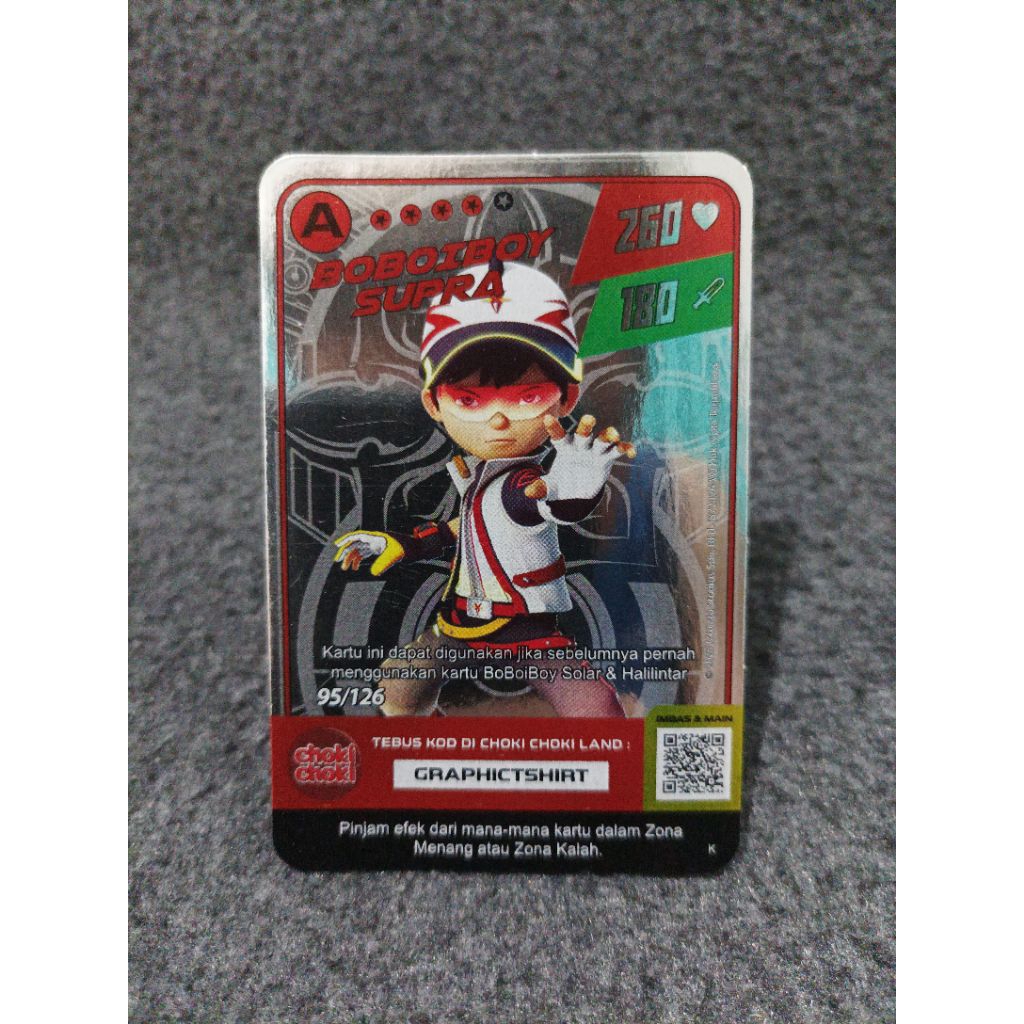 Kartu choki choki boboiboy monsta galaxy boboiboy supra 95/126 silver foil