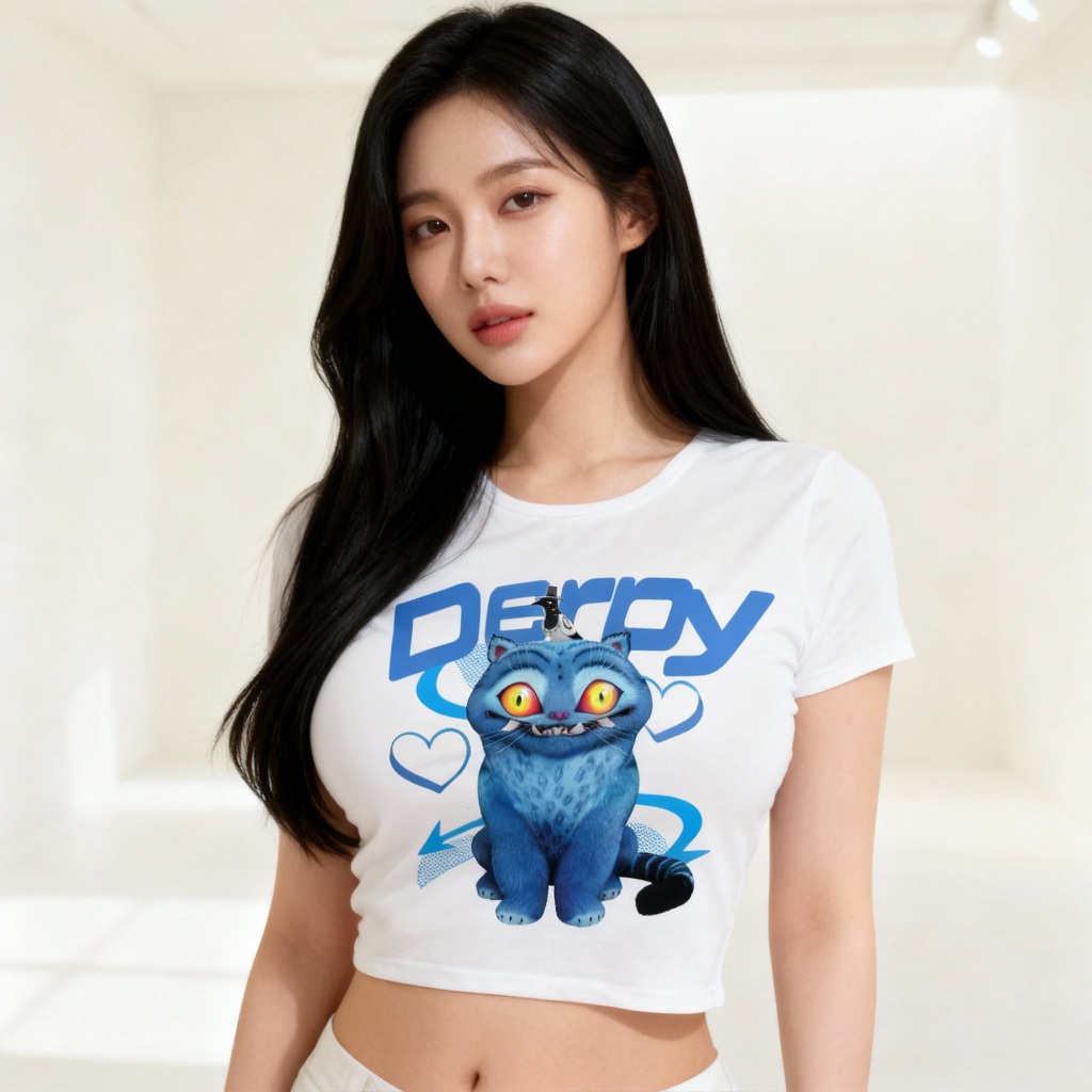 crop tee y2k derpy demon hunter crop atasan wanita derpy