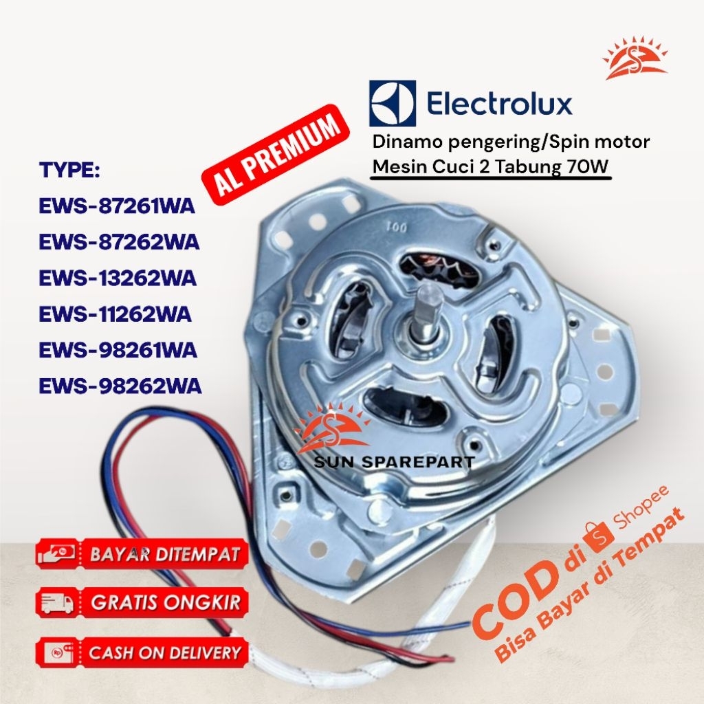 Dinamo pengering Electrolux Al premium EWS-87261WA EWS-87262WA EWS-98261WA Mesin cuci 2 Tabung