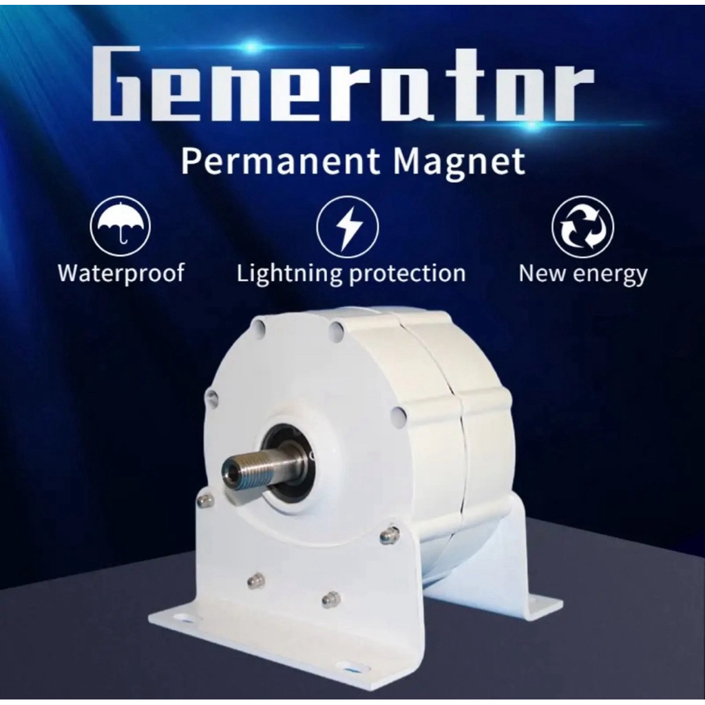 Generator Magnet Permanen Permanent Wind Turbine Turbin Angin 1000W 24V 48V Low RPM 500 RPM