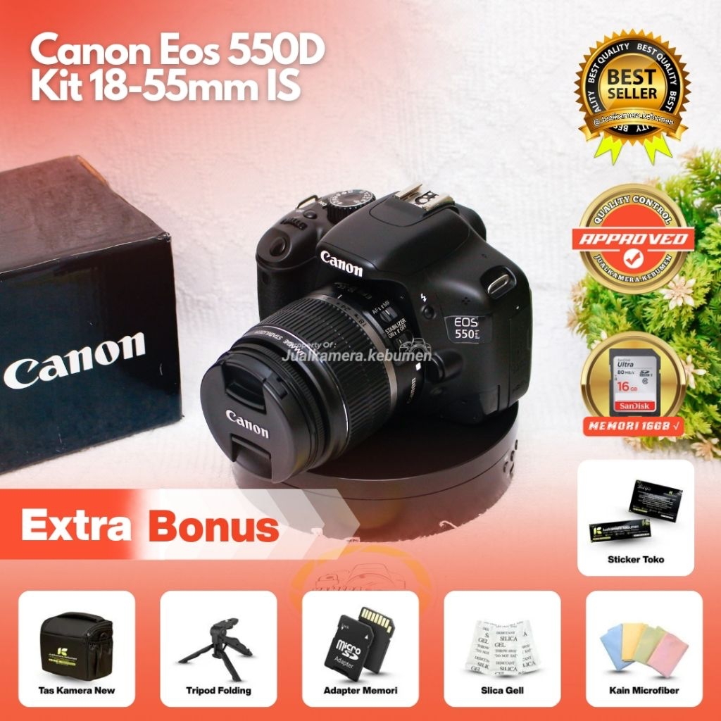 Canon 550D Kit 18-55mm 16GB Tripod Mini Tas - Canon Eos 550D Kit 18-55mm