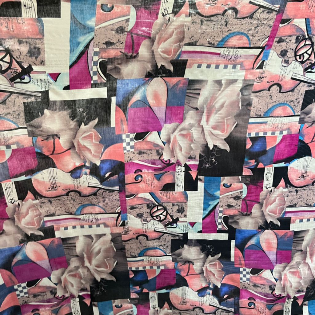 Kain katun silky motif abstrak