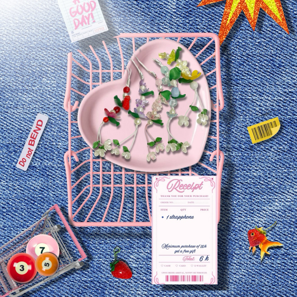 phone charm bunga I phone strap flowers