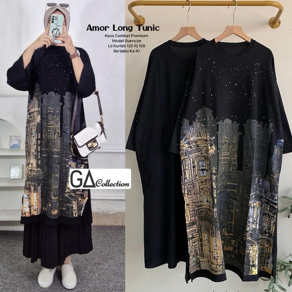 Amor Long Tunik Kaos Combed Premium