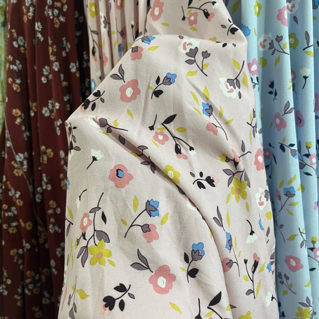 Kain Katun Rayon Viscose Premium // Kain Rayon Motif Bunga // Kain Untuk Daster Piyama Daster dll