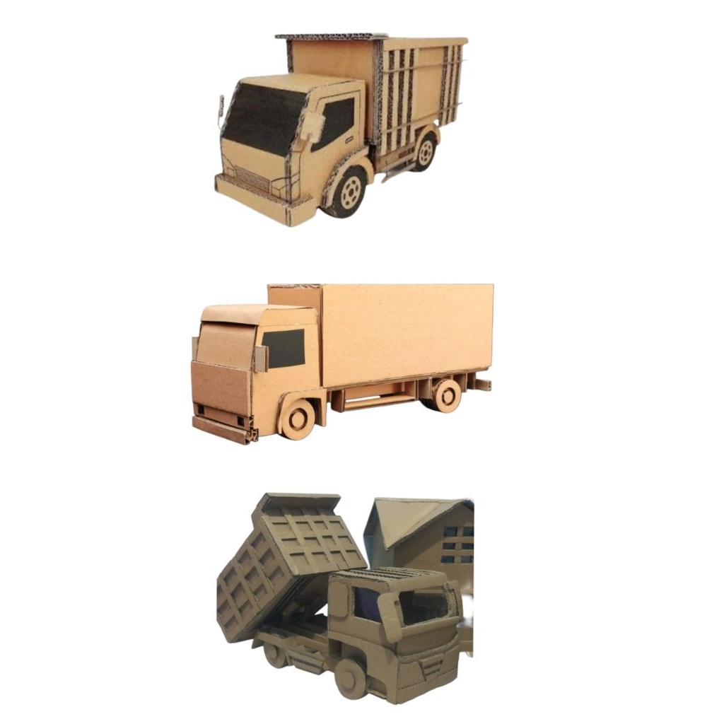 Miniatur Truk Oleng Kardus | Diecast Mobil Truk Mainan Anak Skala Besar | Kerajinan Kardus Custom JU
