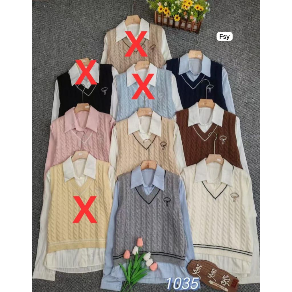 NewArrival#A03.275K-2 Kemeja Wanita Import Premium Terbaru Kekinian Plus+ Vest-Rompi Rajut / 2in1 At