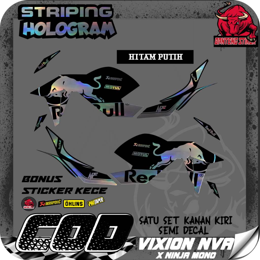 Stiker striping variasi DECAL vixion NVA (new vixion advance) X NINJA MONO (body depan vixion NVA BE