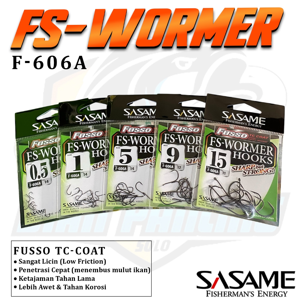 SASAME FS-WORMER HOOKS F-606A SHARP but STRONG Kail untuk target Ikan Mas, Bawal, Lele, Patin