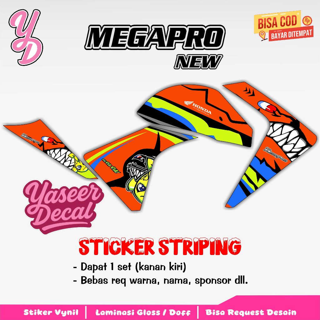 Striping Megapro New - Sticker Striping Variasi Lis Megapro New - Striping Hologram Megapro New - Sh