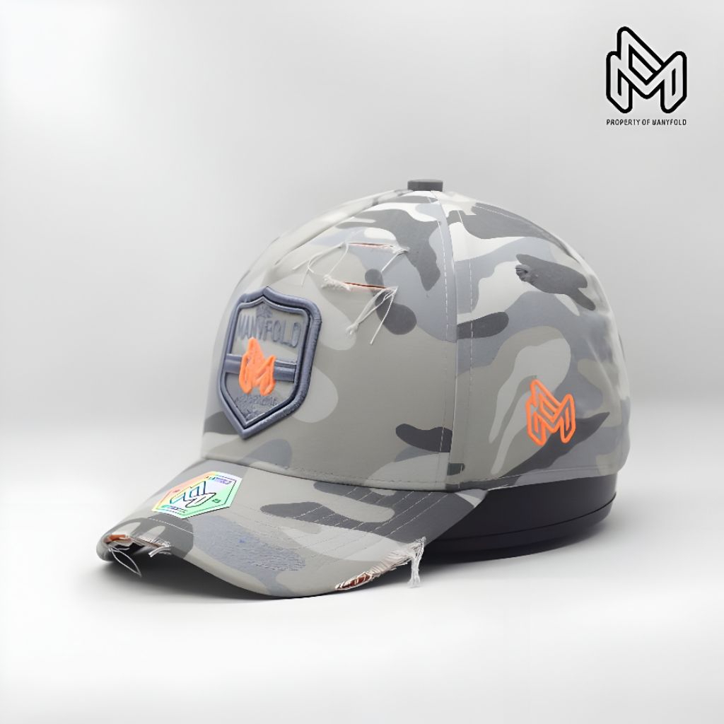MANYFOLD Topi Pria Baseball Motif Camo Grey Sobek Premium Original