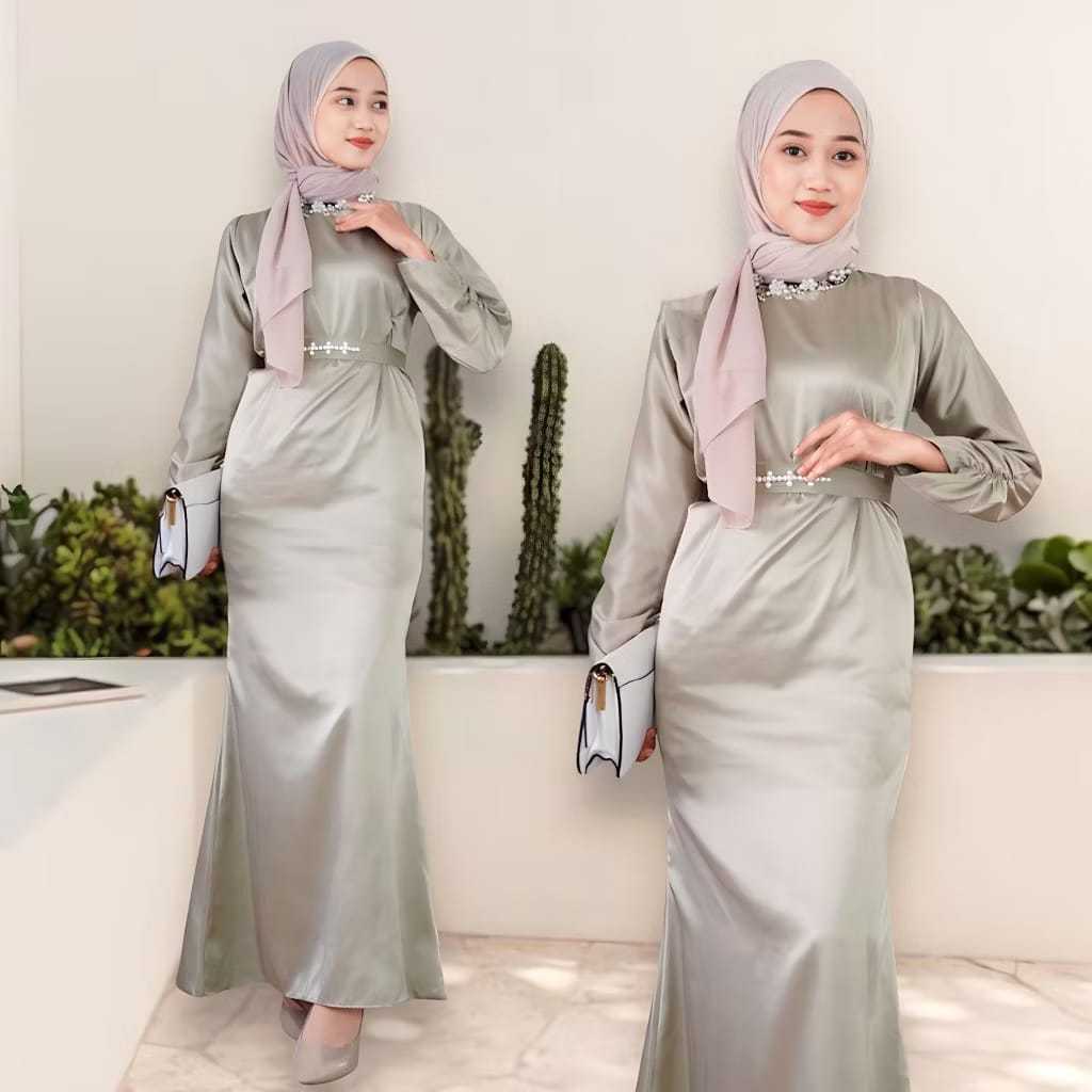 Lili dress duyung bridesmaid / gamis muslim wanita / dress kondangan satin / gaun maxi fit / atasan 