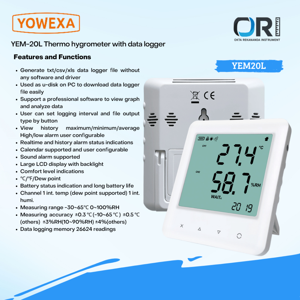 YEM-20L Thermo hygrometer with data logger