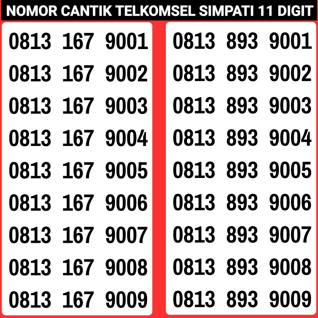 NOMOR CANTIK SIMPATI 11 DIGIT NOMOR CANTIK TELKOMSEL 11 DIGIT