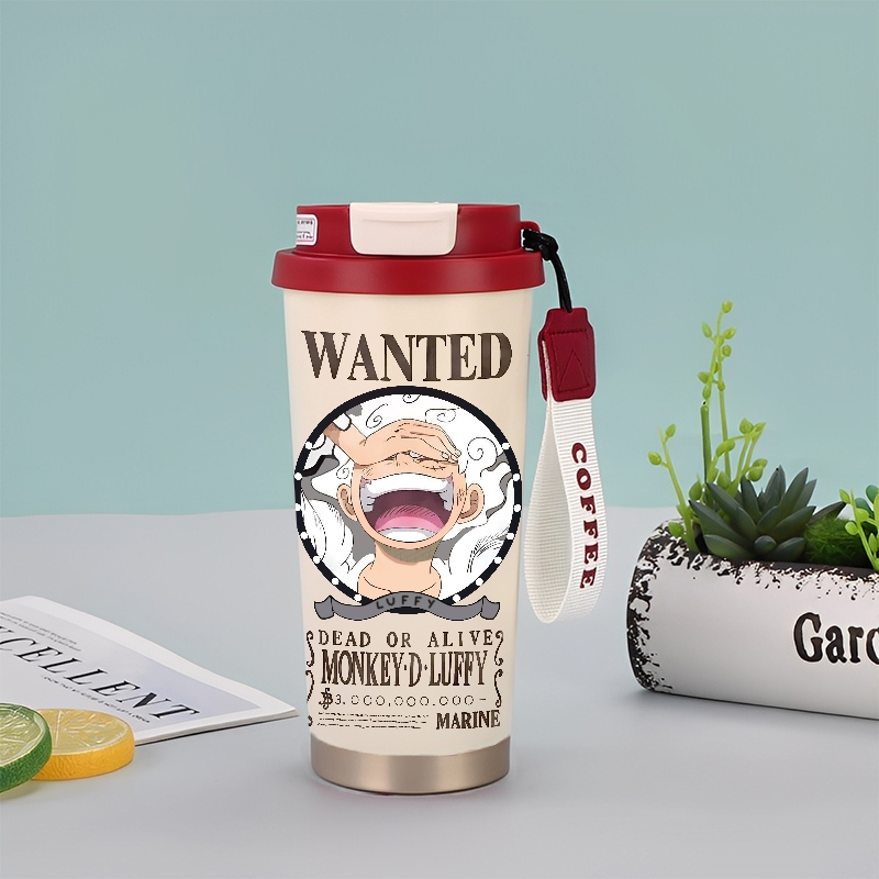 Tumbler termo One Piece Luffy dan Manga1 500ml dinding ganda isolasi panas dan dingin hingga 12 jam 
