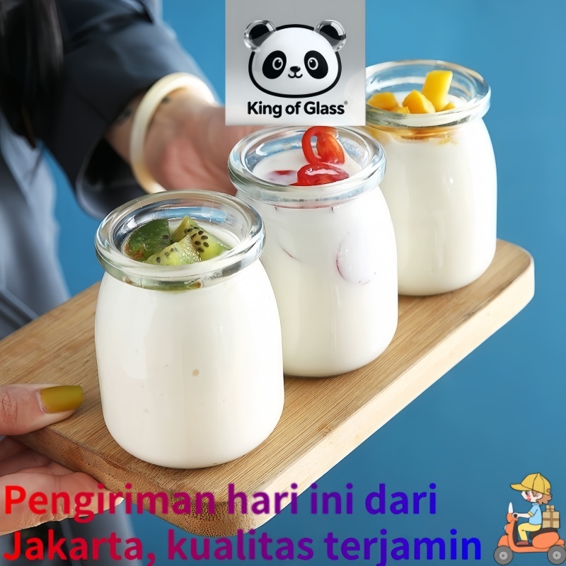 [Set 6 Pcs] Toples Pudding Jar Kaca 200ml /150ml. Toples Puding Tutup Plastik