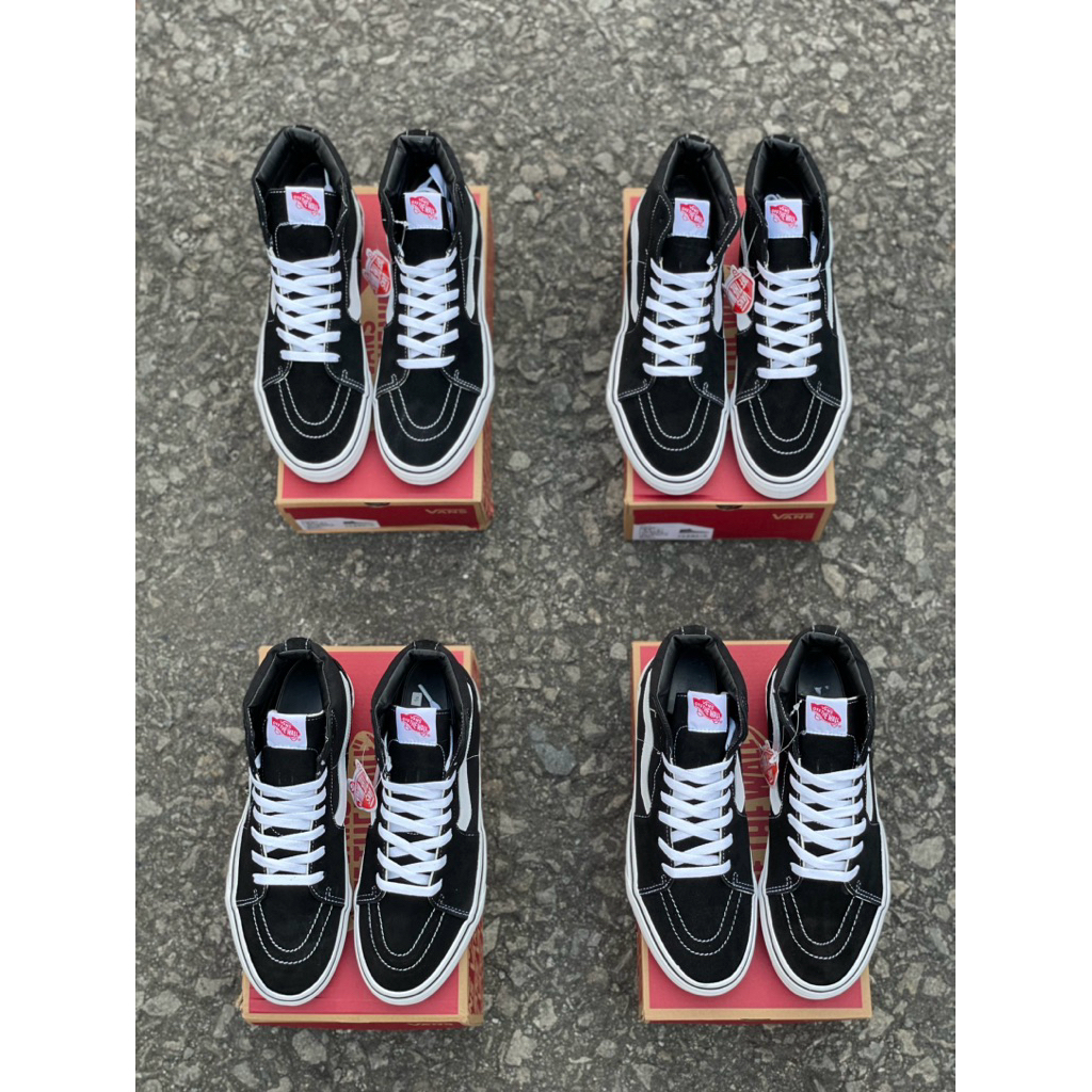 Sneakers Vans SK8-hi classic black white original | sepatu pria wanita sk8 hi