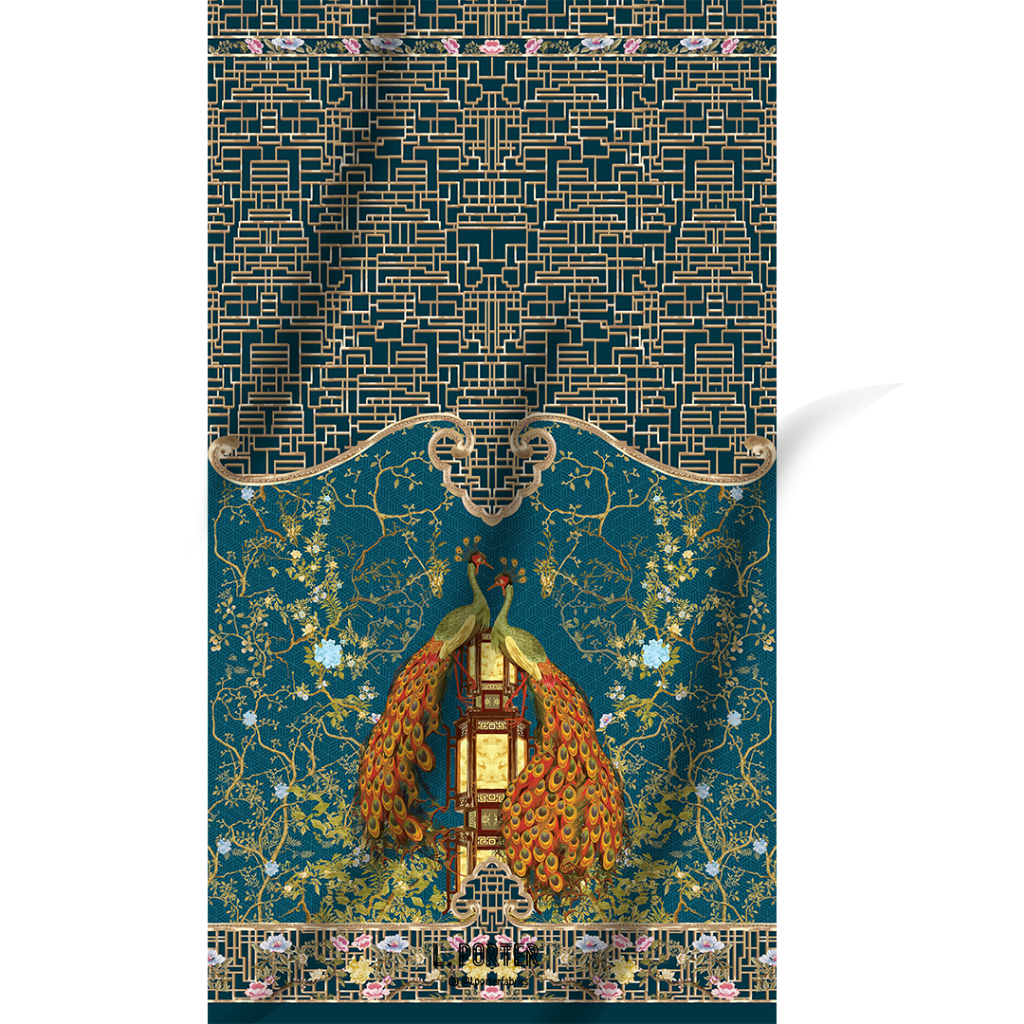 Kain Cheongsam Motif Beaming Peacock -Satin Bridal (duches) I Kain sangjit I kain cheongsamI Motif O