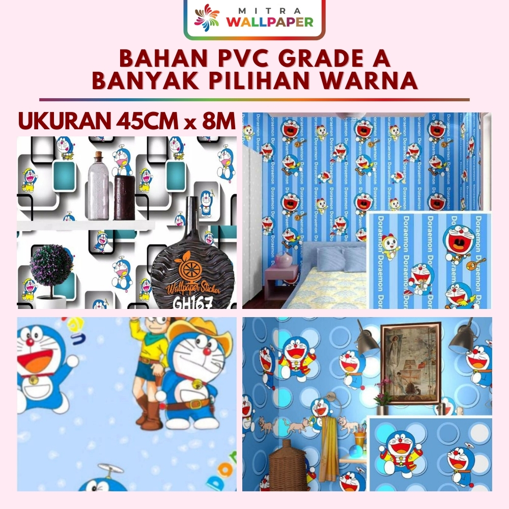 COD [Bayar Di Tempat] Wallpaper Sticker Doraemon 10 Meter Wallpaper Dinding Kamar Anak Cowok Walpape