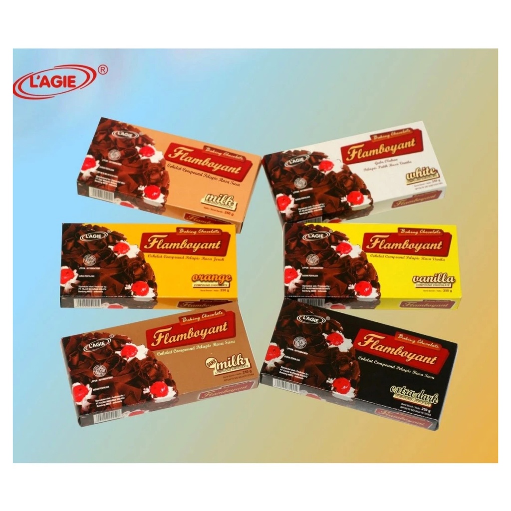 Lagie Flamboyant Baking Chocolate Coklat Cokelat Batang Compound Warna Hitam Putih 250gr