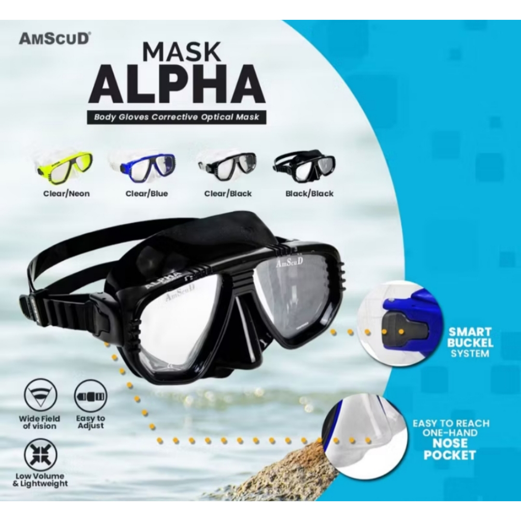 Masker Selam AMSCUD ALPHA/Kacamata Selam Alpha/Masker Snorkling Alpha