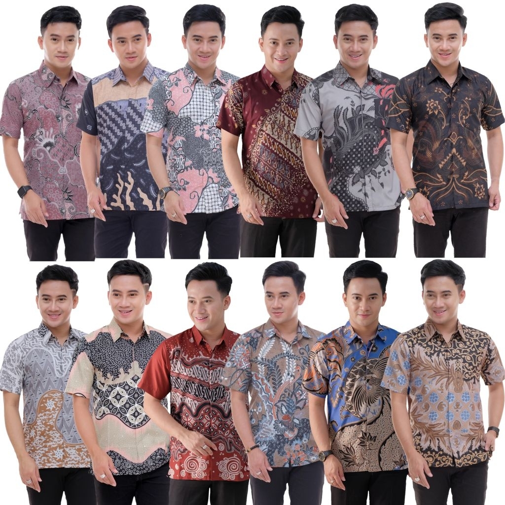 Baju Batik Pria Lengan Pendek / Azriel Batik Premium / Kemeja batik pria lengan pendek