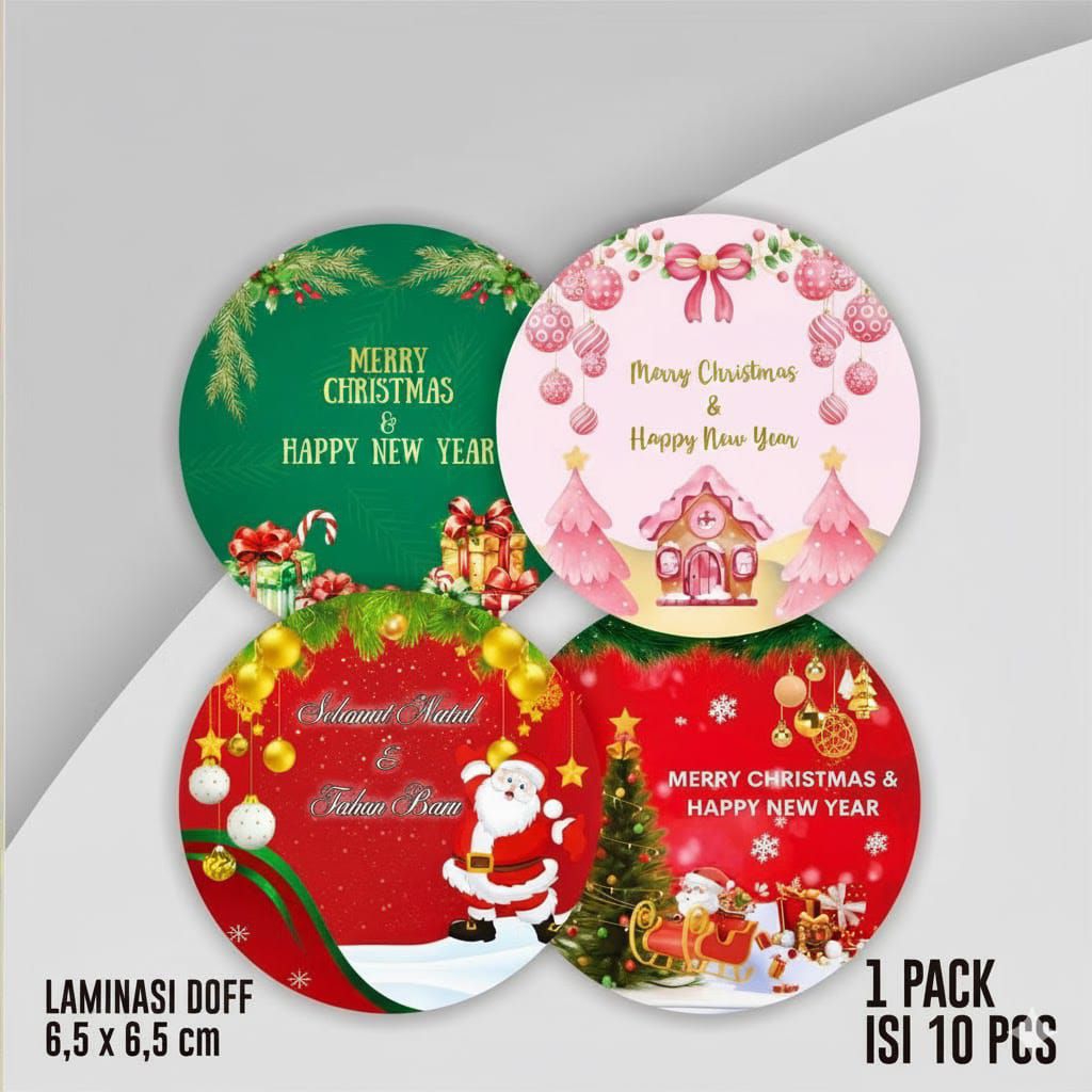 RKA - Stiker Natal Merry Christmas / Stiker Toples Kue Kering
