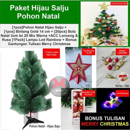 PROMO POHON NATAL PORTABLE POHON NATAL POLOS PVC DAN PINE UKURAN BESAR KECIL Merry Christmas Medan
