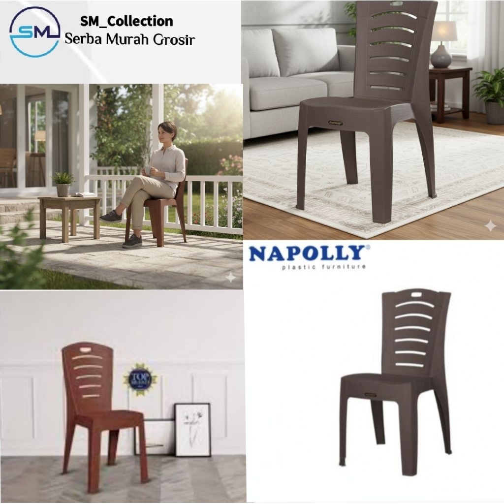 kursi plastik/kursi santai/kursi napolly KS -730W Sultan sandaran coklat tua