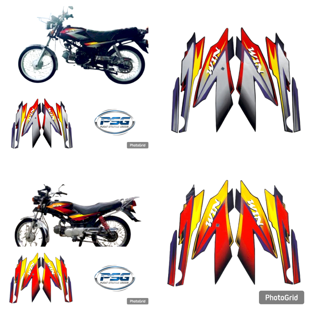 STIKER STRIPING LIS LES BODY MOTOR HONDA WIN 100 TAHUN 2001 2002 FULLSET STANDART