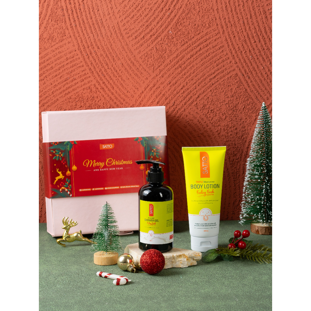 Satto Paket Body Care Feeling Fresh Gift Set - Body Care Set Hampers -  Melindungi Kulit Dengan Aloe