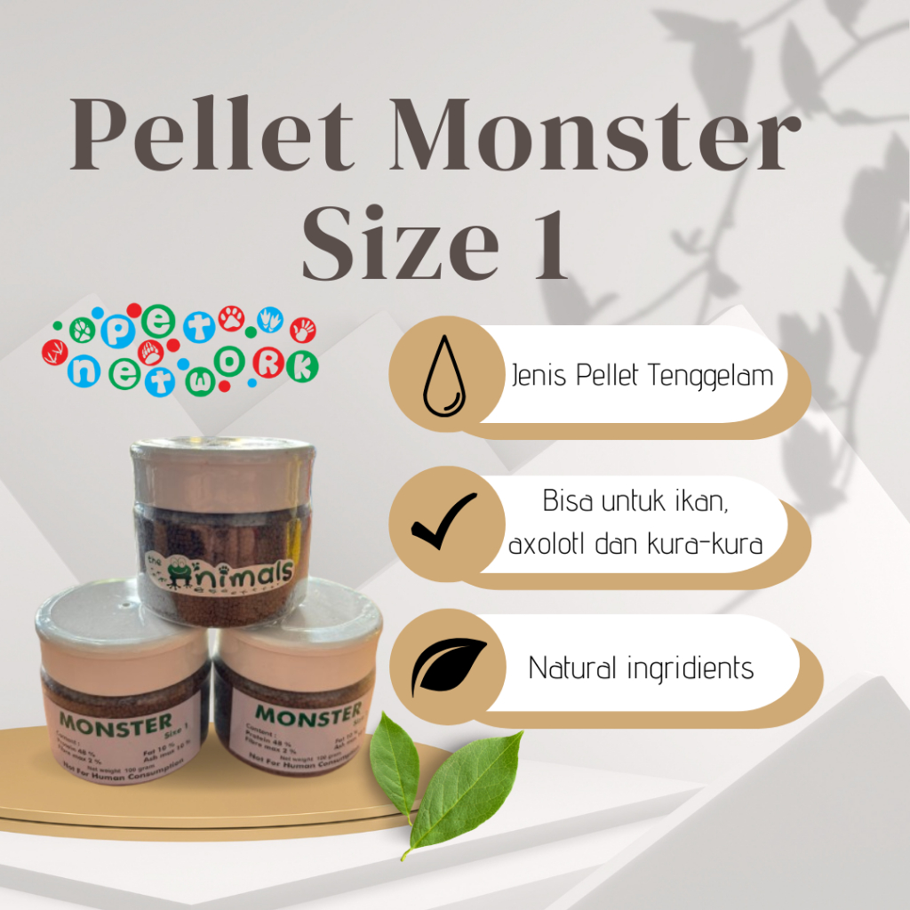 Pellet Animals Monster Size 1 - predator  ikan  axolotl  udang