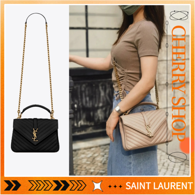 100% Authentic Yves Saint Laurent Classic Medium MONOGRAM Black Lamb Leather Chain Bag YSL Ladies Sh