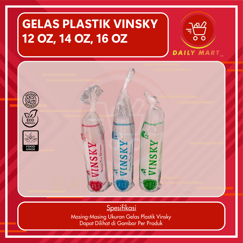 Gelas plastik 12oz 14oz 16oz Isi 50pcs /  Cup Oz Datar Bening 12 oz 14 oz 16 oz / Gelas Pop Ice Vins