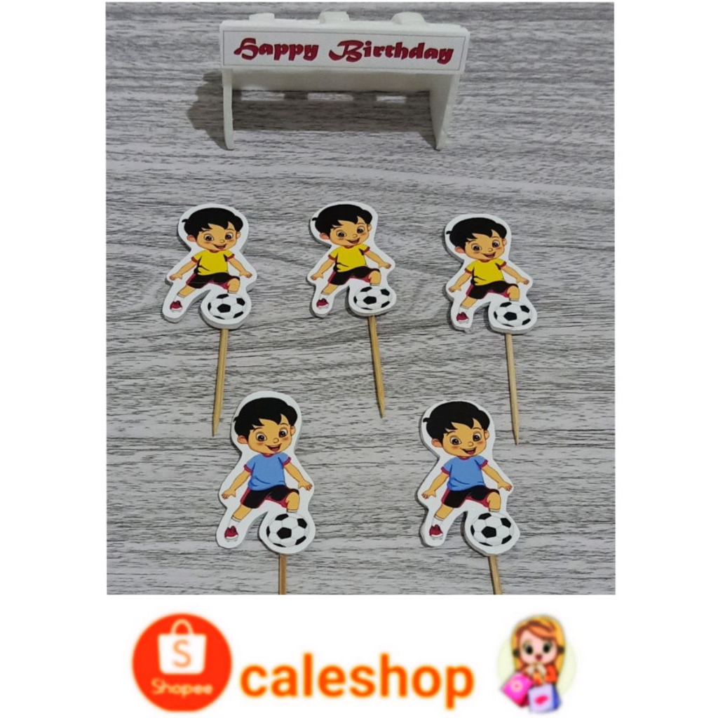 Topper Kue Ulang Tahun Anak Sepak Bola Futsal Gawang