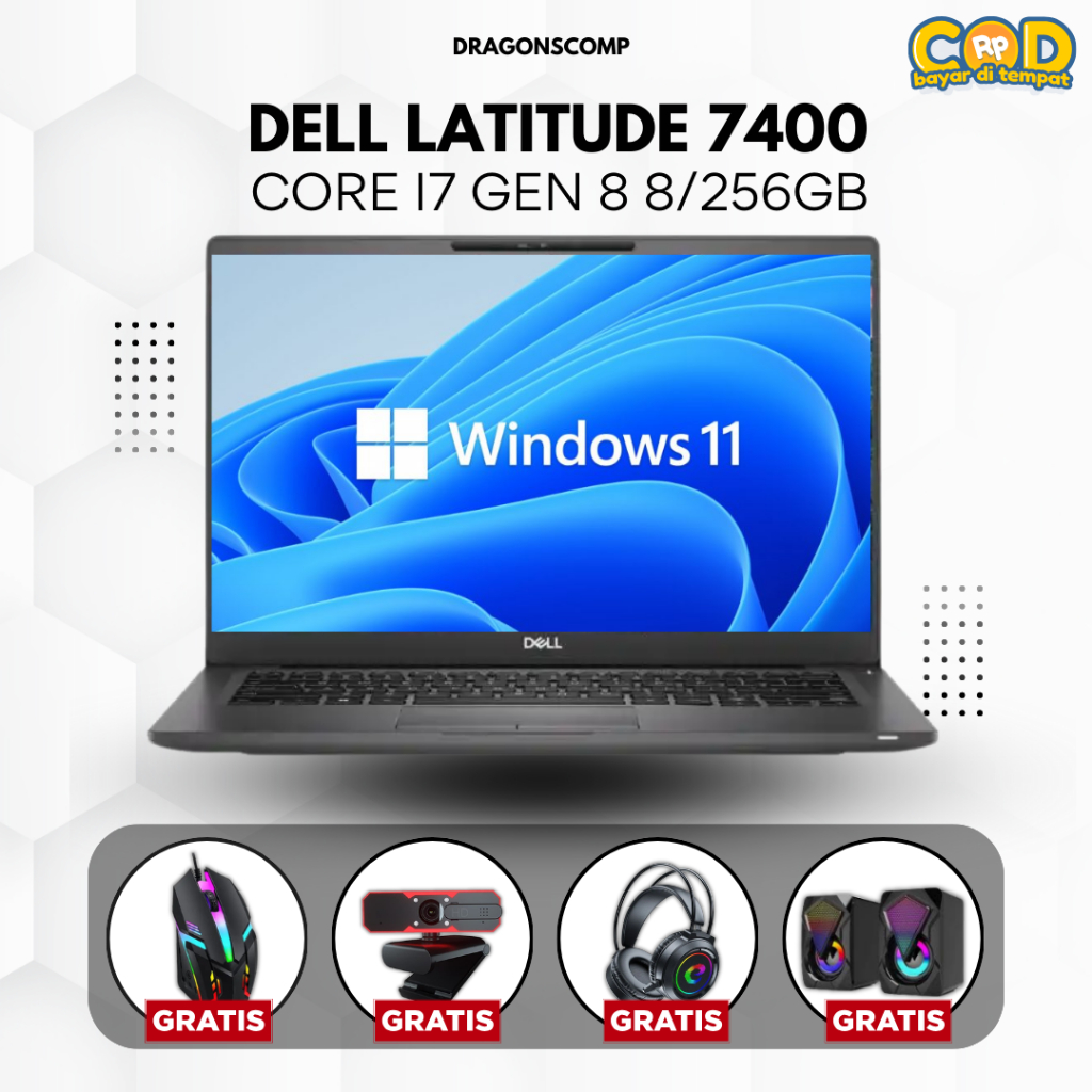 Laptop Dell Latitude 7400 Core i5 i7 Gen 8 RAM 8GB SSD 256GB – Laptop Second Murah Bergaransi